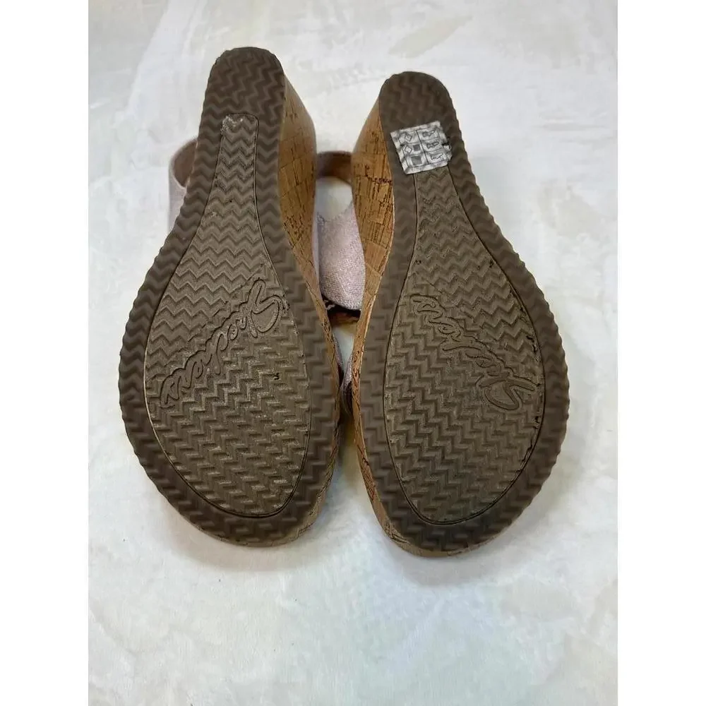 Skechers Pink Women's Luxe Foam Wedge Sandals Size 8
